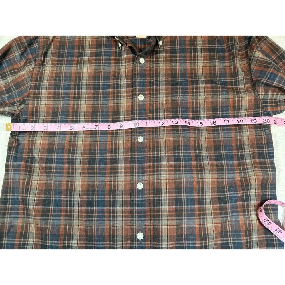 SunRiver Mens Small Brown Plaid Button Down Shirt Wrinkle Stain Resistant